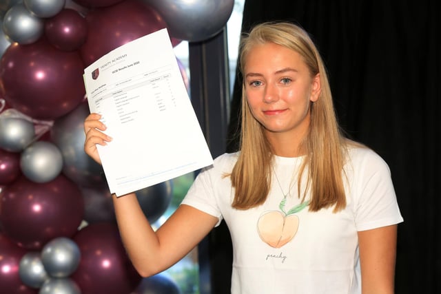 GCSE results day at Trinity Academy, Thorne. Pictured is Ellie Mcghee.