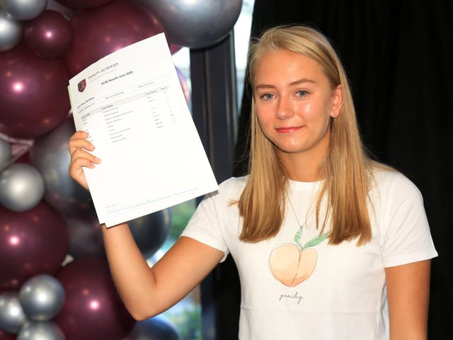 GCSE results day at Trinity Academy, Thorne. Pictured is Ellie Mcghee.