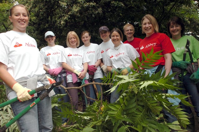 Abbey building society employees from  Abbey House, Carbrook pictured gardening at the Botanical Gardens in June 2007