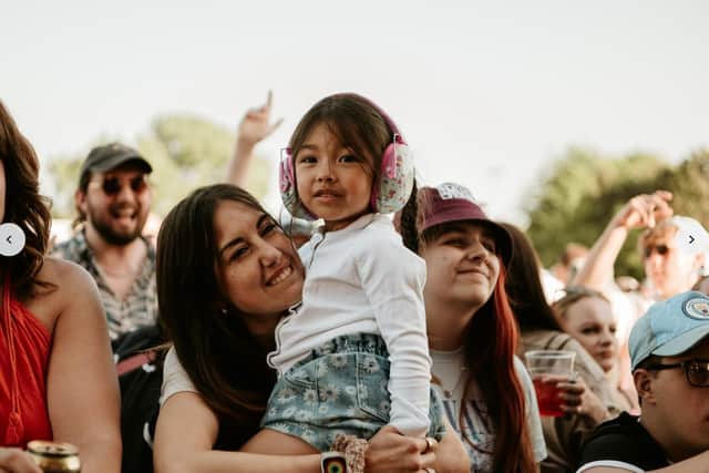 A young fan at the Mosfest 2023 music festival at Sheffield's Don Valley Bowl. Photo: Scott Antcliffe