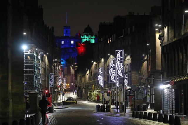 The lights on the Royal Mile. Photo credit: Andrew Milligan/PA Wire