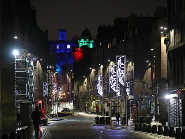 The lights on the Royal Mile. Photo credit: Andrew Milligan/PA Wire