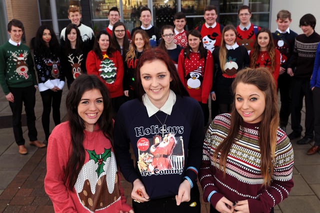 St Joseph's RC Academy sixth form students, left to right, Lauren Main, Amy-Joelle Roberts and Sara Amy Brown, organised a Big Christmas Jumper Day in 2016. Who can tell us more?