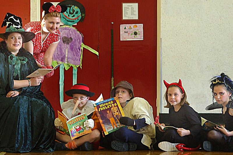 A 2003 scene at Rossmere Primary School where staff and children celebrated National Book Week by donning costumes. Remember it?