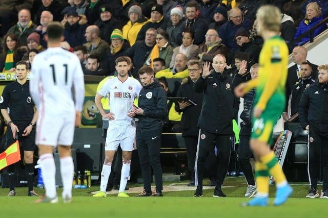 For balance there has been a little good fortune on the VAR front. Chris Basham was given a red card against Norwich City but that was subsequently overturned. United went on to win the game. (Photo by Stephen Pond/Getty Images)