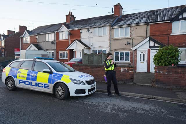 Police at a cordon in Doncaster where a body of a newborn baby was found.