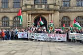Demonstrators outside Sheffield Town Hall on March 6, 2024, when a 7,500-signature petition on the war in Gaza was presented to Sheffield City Council. Picture: Sheffield Palestine Coalition Against Israeli Apartheid