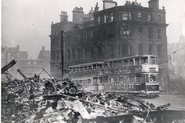 Angel Street during the Sheffield Blitz.