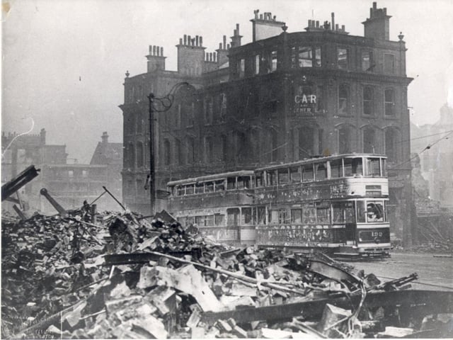 Angel Street during the Sheffield Blitz.