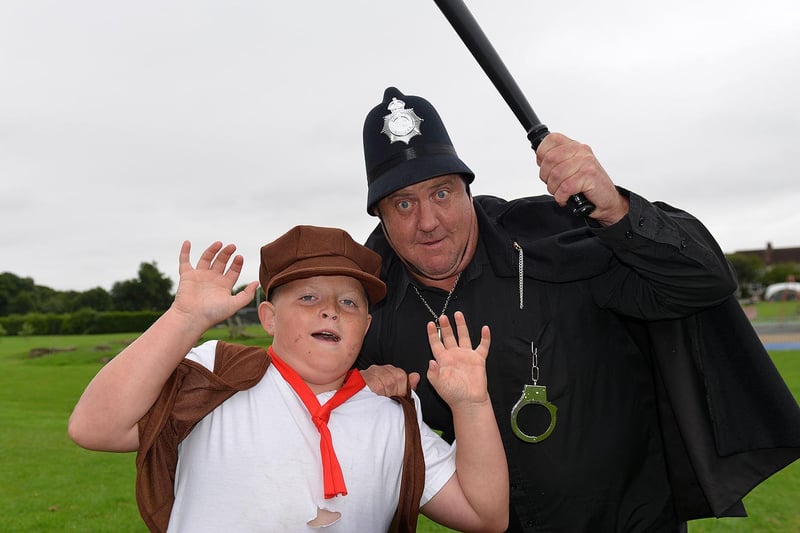 Taking part in the Victorian Festival held in Seaton Carew Park were Oliver (George Lowery) and PC Plod (Kenny Lowery).