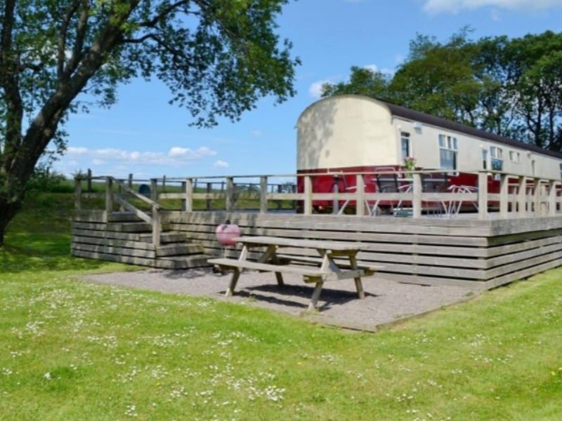 The quirky carriage is located in a former railway station which is now a garden for guests to enjoy.