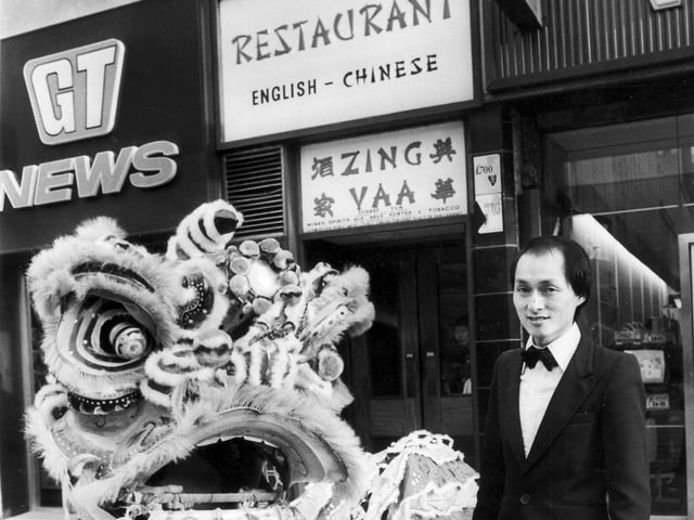 Pictured is assistant manager, Luen Wai Tse of the Zin Vaa Restaurant celebrating the Chinese New Year in February 1983