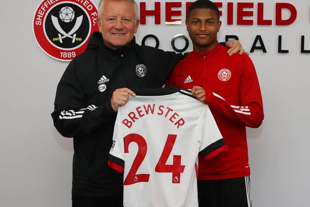 Chris Wilder with Sheffield United's new record signing Rhian Brewster: Simon Bellis/Sportimage