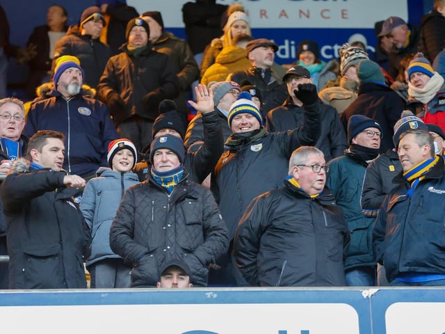 Stags fans at the One Call stadium for the match against Salford City.