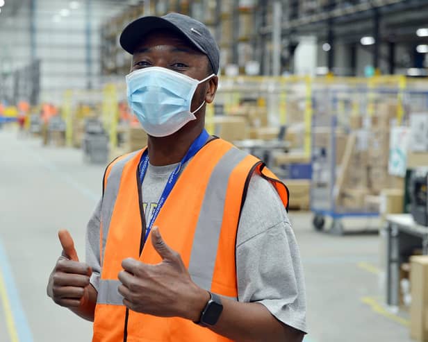 Worker at an Amazon warehouse.
