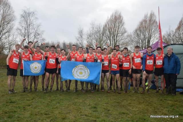 The full Hallamshire Harriers men's team, who together with the women's side earned Sheffield bragging rights over Leeds.