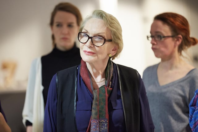 Sian Phillips rehearsing in Arthur Miller's Playing For Time at the Crucible in 2015 - Sian played Fania Fénelon, who was one of the women prisoners forced to play in an orchestra in the Nazi Auschwitz death camp