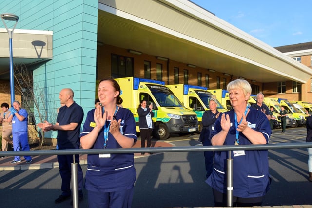 NHS staff as the vehicles sounded their horns and sirens.