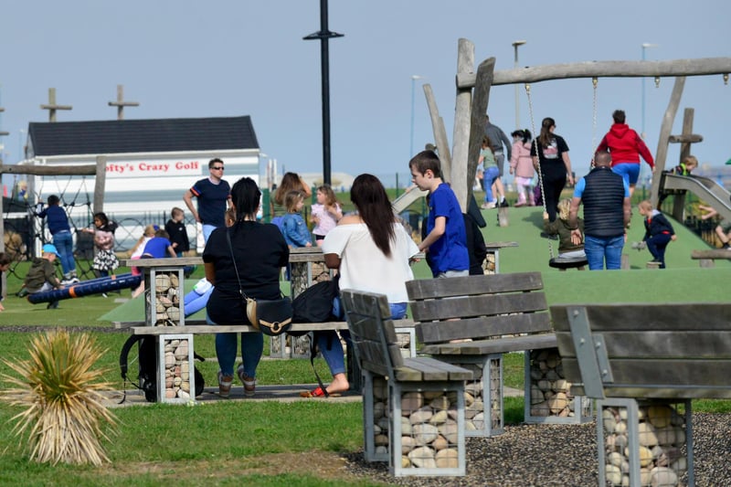 The play park at Seaton Carew in full use.