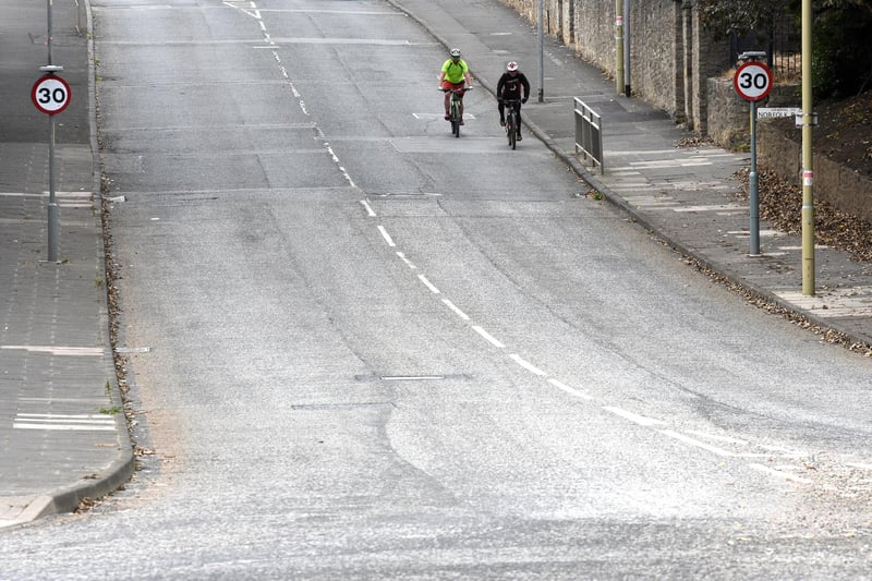 Joe Couch and Wayne Johnson enjoy having a normally busy Redwell Lane all to themselves.
