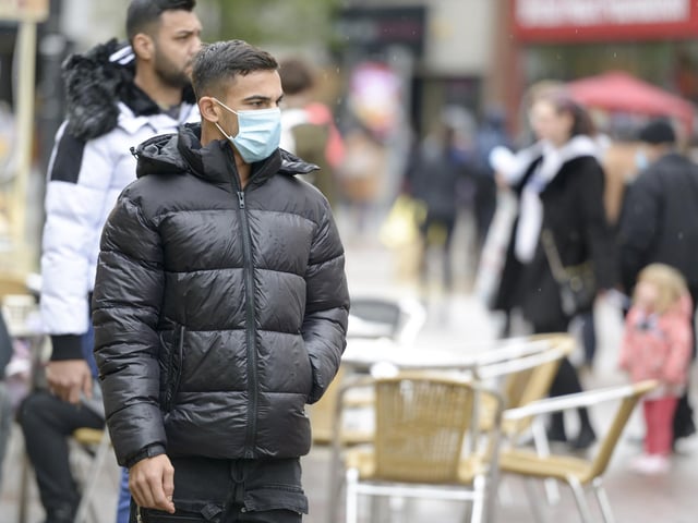 Shoppers on the streets of Doncaster Town centre as South Yorkshire enters the Tier-3 restrictions imposed by the government to try to halt the spread of Covid-19