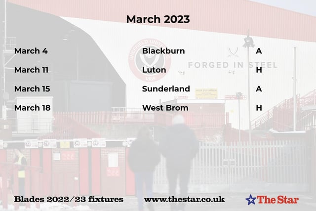 Four more tough-looking games for the Blades beckon in March...