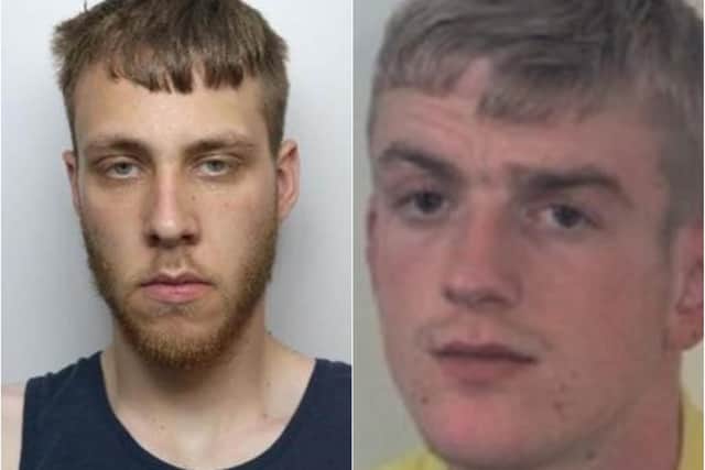 L-R: Thomas Atkinson and Ashley Walmsley are both wanted by South Yorkshire Police