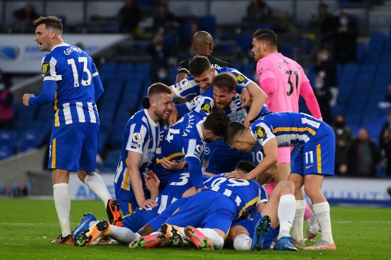 Brighton have played 22 Premier League matches in 2021, winning seven, drawing seven and losing eight. GD+1