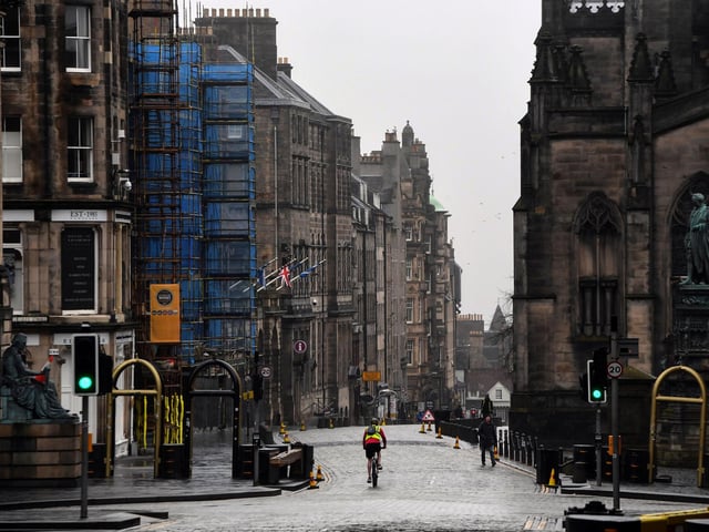 Edinburgh’s cyclists are particularly concerned about the quality of road surfaces, and the research also found that the city also ranks highly for dangerous junctions (Photo by ANDY BUCHANAN/AFP via Getty Images)
