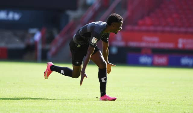 Madger Gomes celebrates his goal against Charlton Athletic