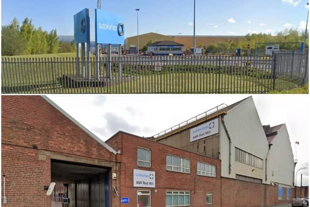 Outokumpu has two sites in Sheffield. Europa Link, Tinsley, top, and Stevenson Road, Attercliffe.