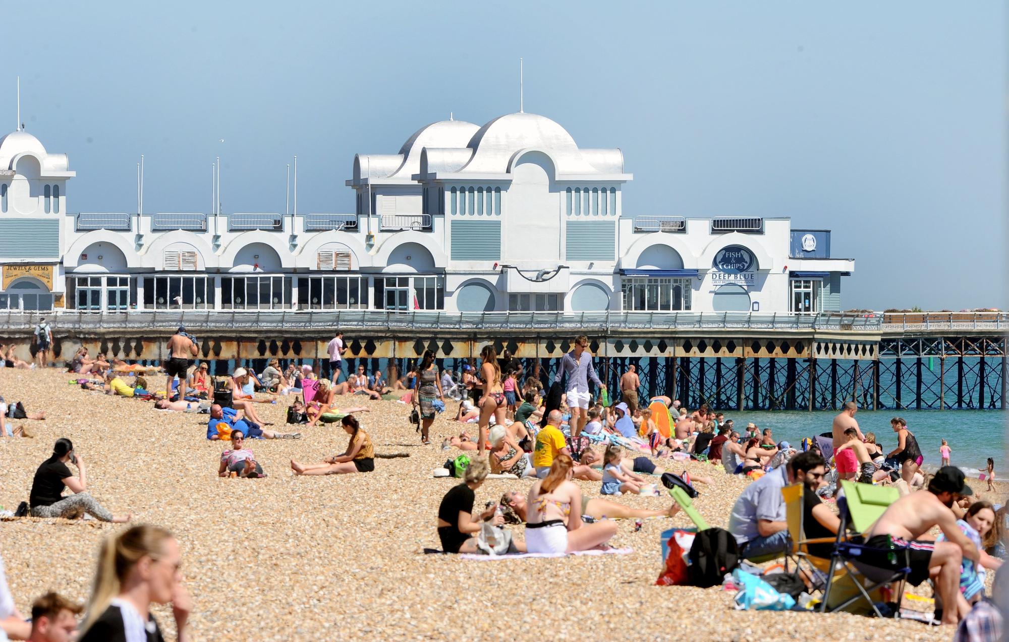 People flocked to the seafront in Sotuhsea on Thursday, May 21 - the hottest day of the year. Picture: Sarah Standing (210520-2490)