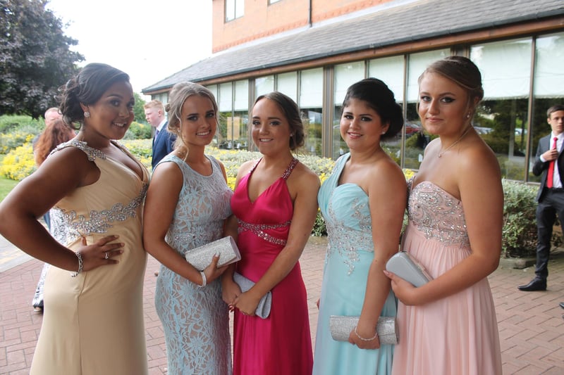 A group of glamorous students dressed to impress at Newfield School Prom