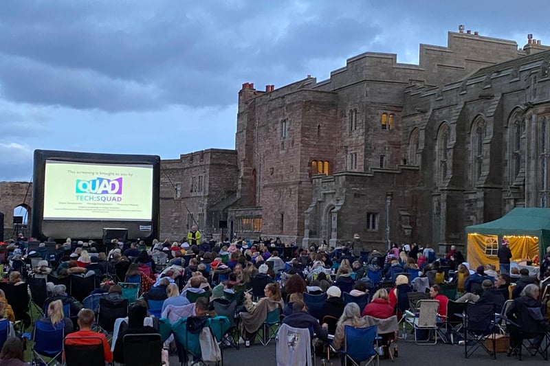 Dirty Dancing fans wait for the movie to start within the grounds of Bamburgh Castle on Friday, August 13, 2021.