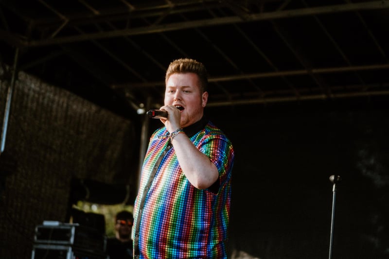 Vinnie McKee on stage at the Northumberland Pride Festival. Picture by Will Gorman Photography.