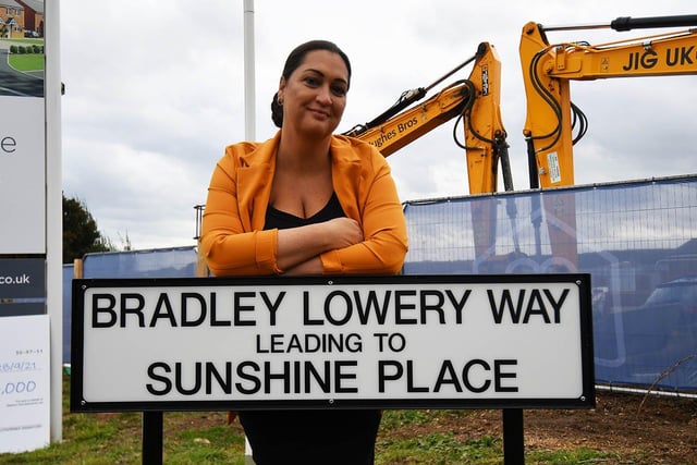 Gemma Lowery smiles as a new street in Blackhall is named in memory of her son, Bradley Lowery, who died aged seven in 2017 after a brave battle with neuroblastoma cancer.