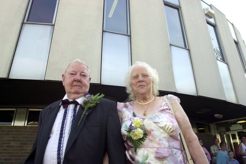Gertrude Wood, aged 72, and Leonard Sapple, 81, who were married at the Sheffield Register Office