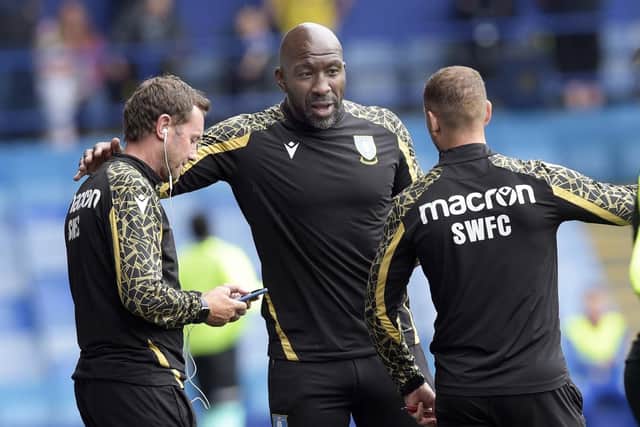 Sheffield Wednesday boss Darren Moore and his coaches could be without Callum Paterson for their trip to MK Dons on Saturday. Pic: Steve Ellis.