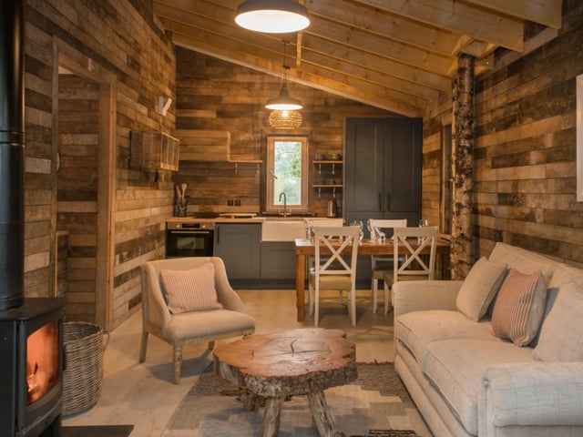 All the treehouses are made from Larch, a species of tree growing in the forest on Lanrick estate. Louisa said she and Simon wanted to build the huts for people to enjoy the peace and quiet, but in the least intrusive way possible to ensure they are still protecting the forest on the family farm. The picture shows the inside of Nuthatch and the impressive woodwork used to make the treehouses.