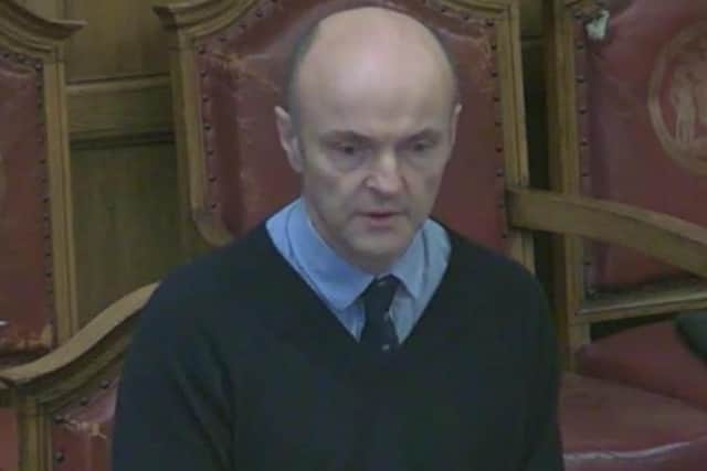 Paul Sugars speaking at a Sheffield City Council health scrutiny sub-committee about failures of the NHS continence service for his 87-year-old father, who is receiving end-of-life care at home. Picture: Sheffield Council webcast