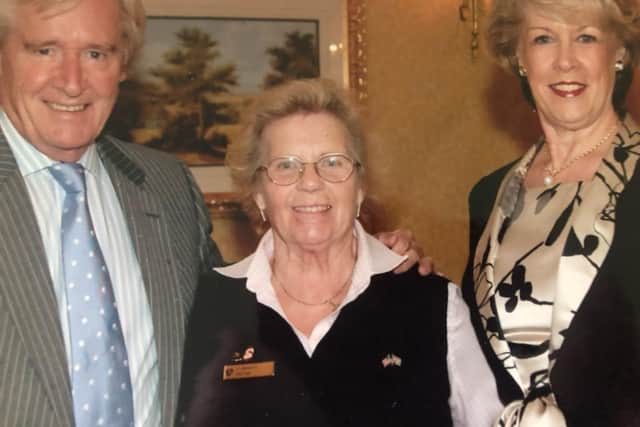 Violet Garratty pictured with Ken Roach and his late wife Sarah from Coronation Street