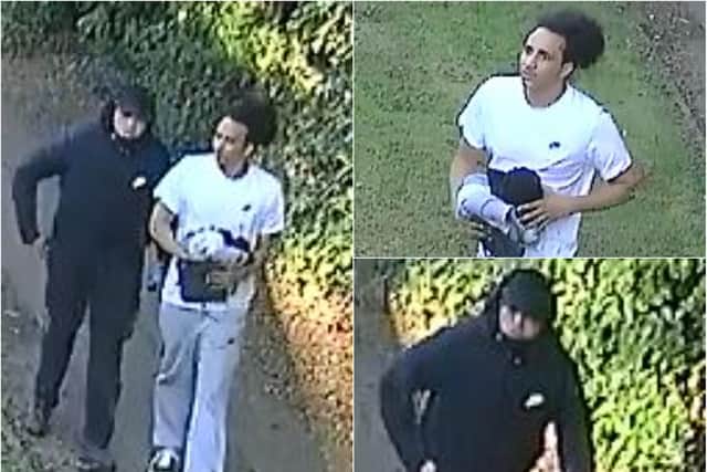 South Yorkshire Police has released CCTV footage of two men wanted over a shooting in a car park in Newfield Green, Gleadless, Sheffield, last month