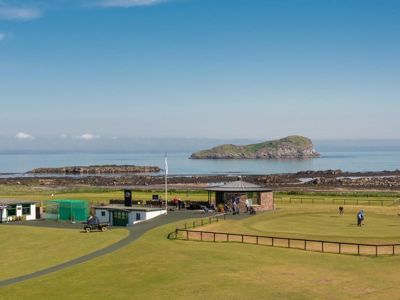 View of the golf course and sea from the house.