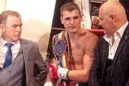 The old days: Liam Cameron with Dennis Hobson, left