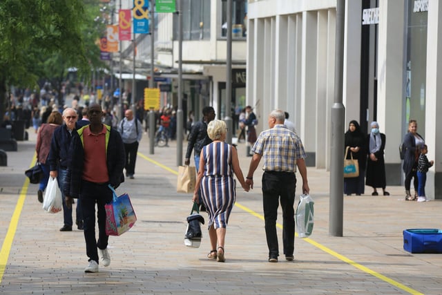 The Moor in Sheffield city centre was busy this morning when non-essential shops were allowed to reopen after three months.