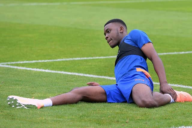 Fisayo Dele-Bashiru at Sheffield Wednesday's training ground yesterday. (via swfc.co.uk | Steve Ellis)