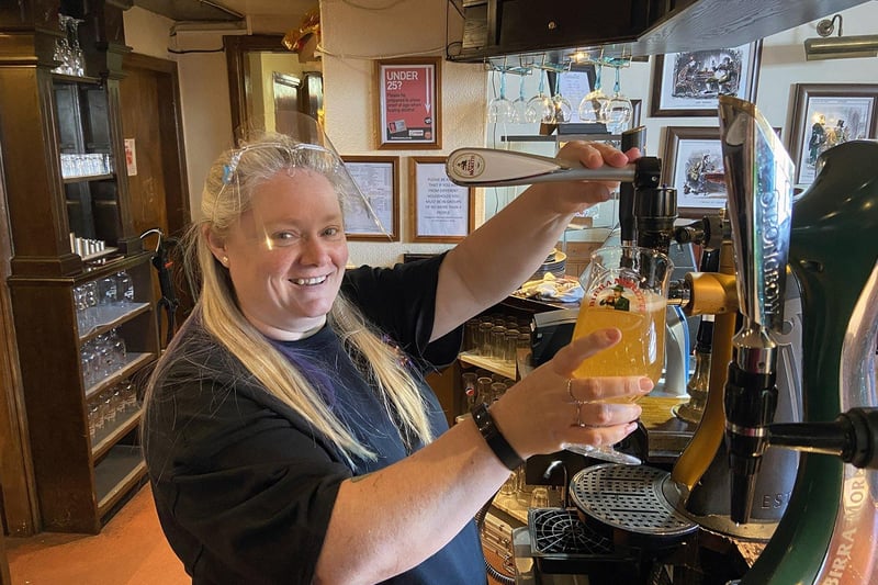 Landlady Deborah Humberson at the Nursery Inn, Hart Lane had her work cut out with plenty of customers today. Picture by Frank Reid
