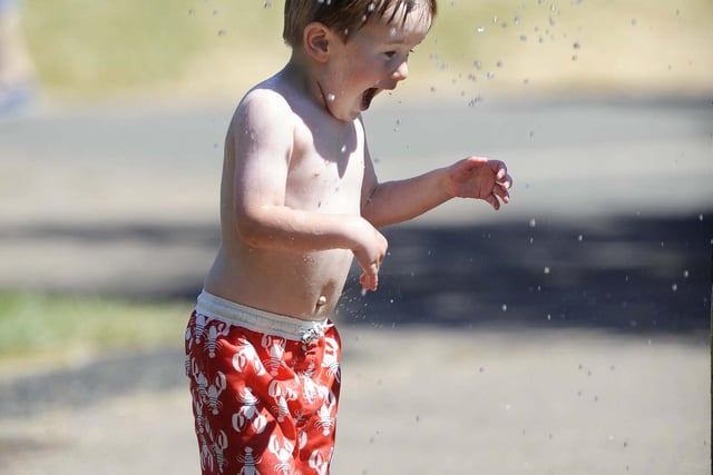 Three-year-old Louis Holmes enjoying the water at Millhouses Park in July 2018