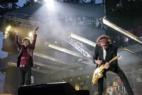 Mick Jagger and Keith Richards of the Rolling Stones at Don Valley Stadium, Sheffield on August 27, 2006