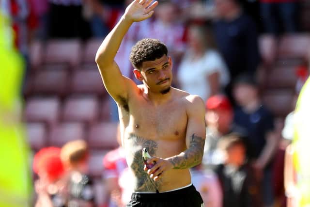 Morgan Gibbs-White waves goodbye to Bramall Lane: Simon Bellis / Sportimage